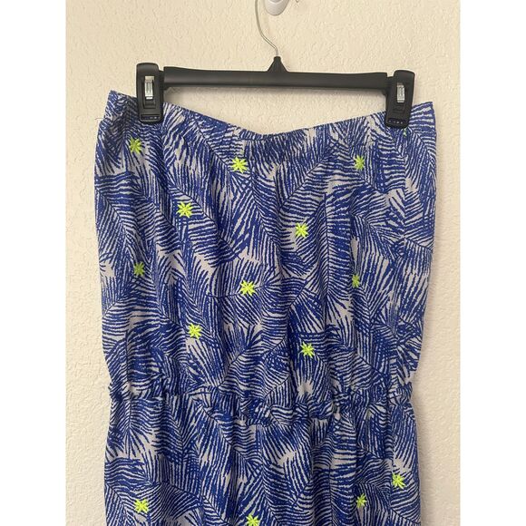Vineyard Vines Silk Strapless Palm Print Maxi Dress Tassels Swim Cover Up Medium - Picture 7 of 10